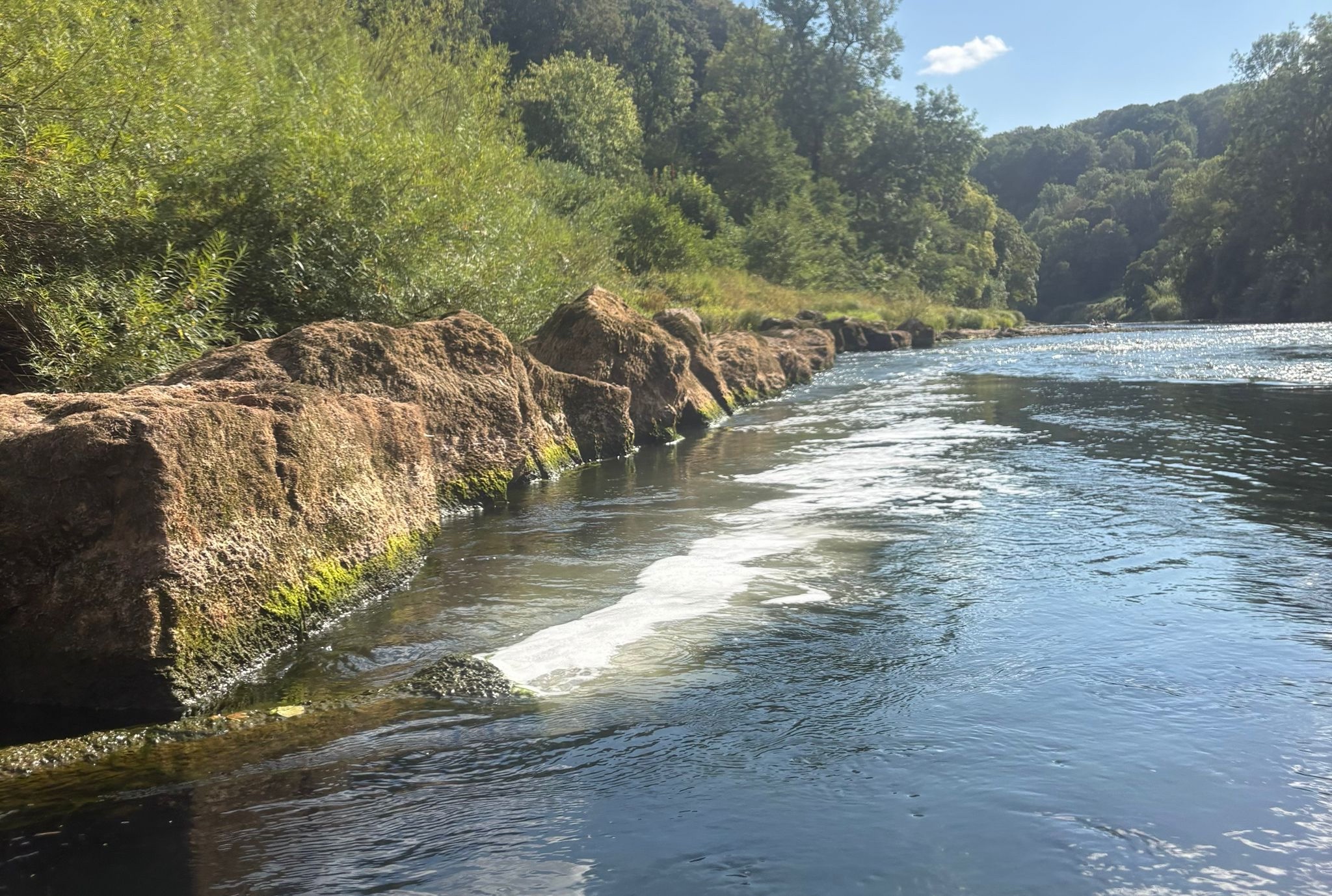 Foam discharging in to the river in Redbrook